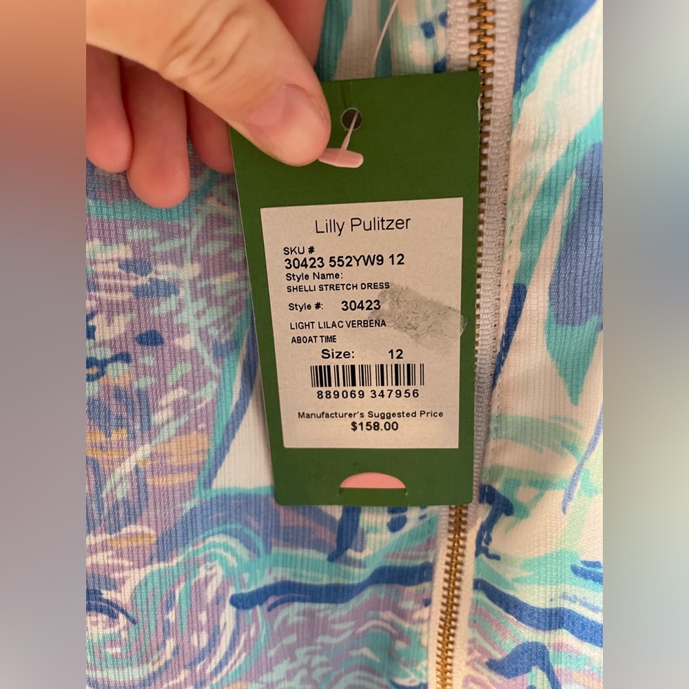 NWT Lilly Pulitzer Shelli Stretch Dress in Light Lilac Verbena Aboat Time - Picture 7 of 7